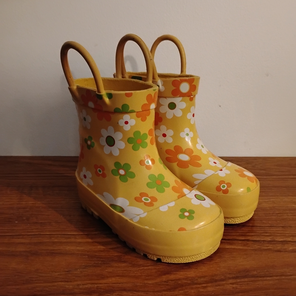 Kids Yellow Floral Rain Boots - Cute Waterproof Boots